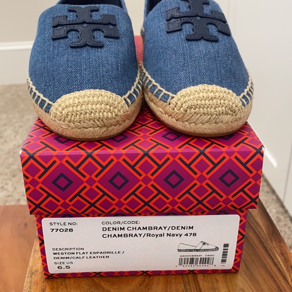 Tory Burch Weston NIB flat Espadrille chambray - Picture 11 of 11